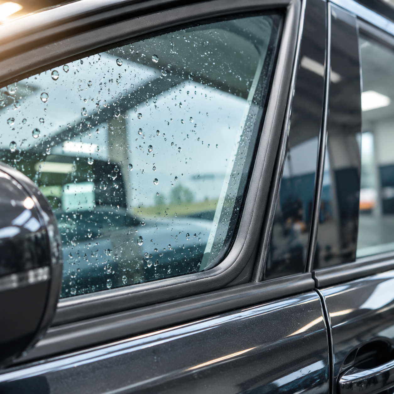 Side window and door seal in detail